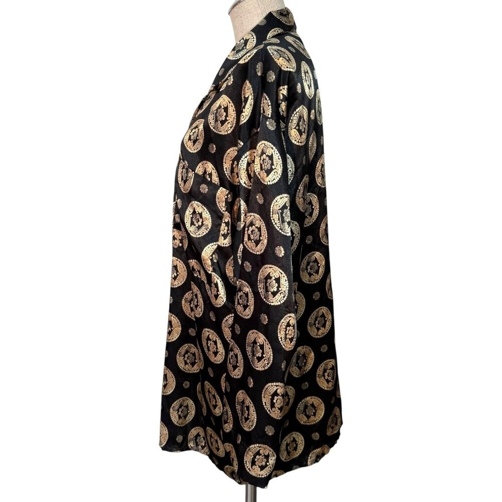 Amelia’s Black & Gold Medallion Nightshirt Size Large Button Front Nightdress - Picture 5 of 6